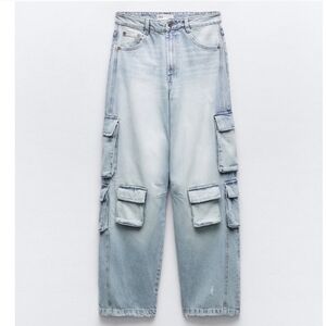 Zara Cargo Mid Rise Baggy Barrel Y2K Jeans NWT